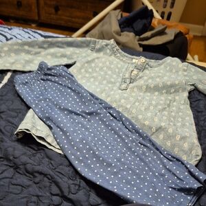 Carter's Light Blue Floral Pajama Set